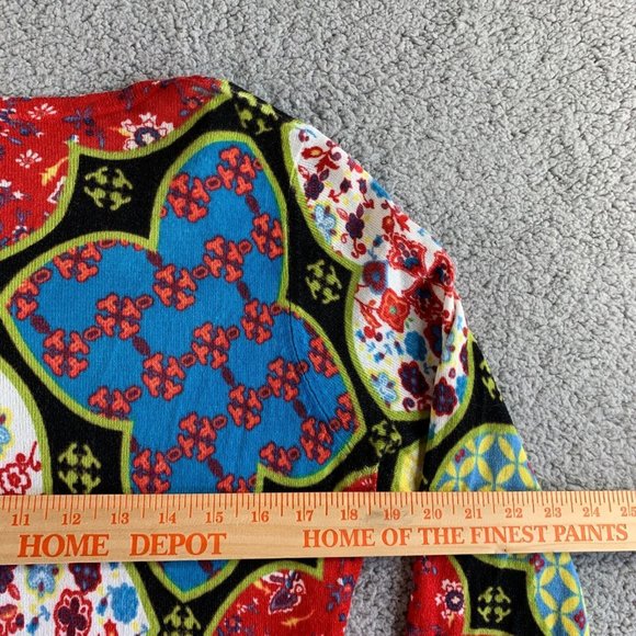 Joseph A Cardigan Sweater Womens Large Floral Rayon Colorful Bohemian Beach NEW - Picture 9 of 11